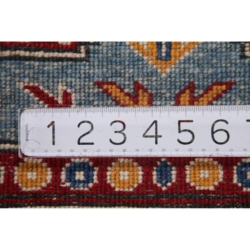 Traditional Blue Kazak Runner Rug Hand-Knotted Oriental Wool Carpet - 2'6" x 13'5"