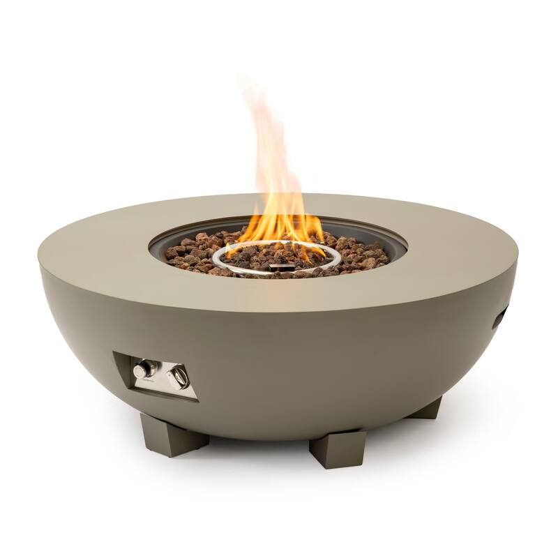 36'' Outdoor Bowl-Shaped Iron Propane Fire Pit Table with 10-Foot Hose - 36-Inch