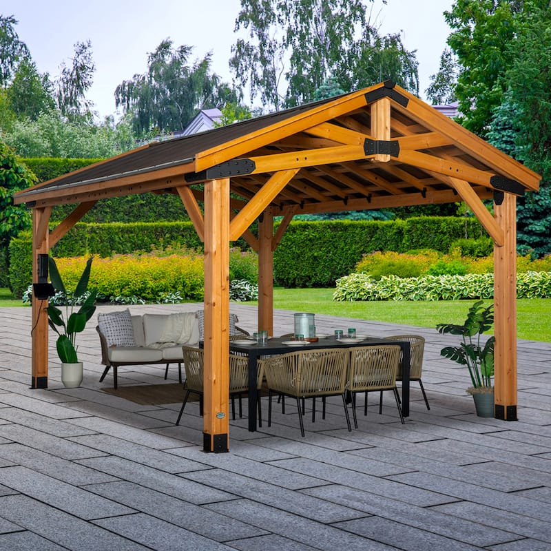 Backyard Discovery Norwood 16x12' Cedar Wood Gazebo with Steel Roof