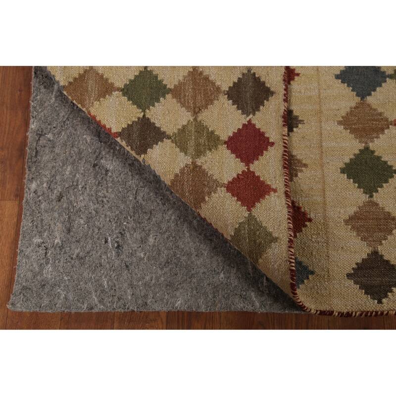 All-Over Flat Weave Geometric Kilim Indian Rug Handmade Wool Carpet - 5'0"x 7'10"