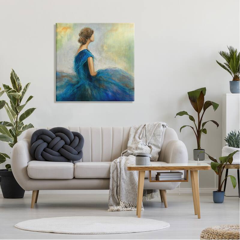 Stupell Woman Billowing Blue Dress Classic Figure Painting Canvas Wall Art, Design by K. Nari