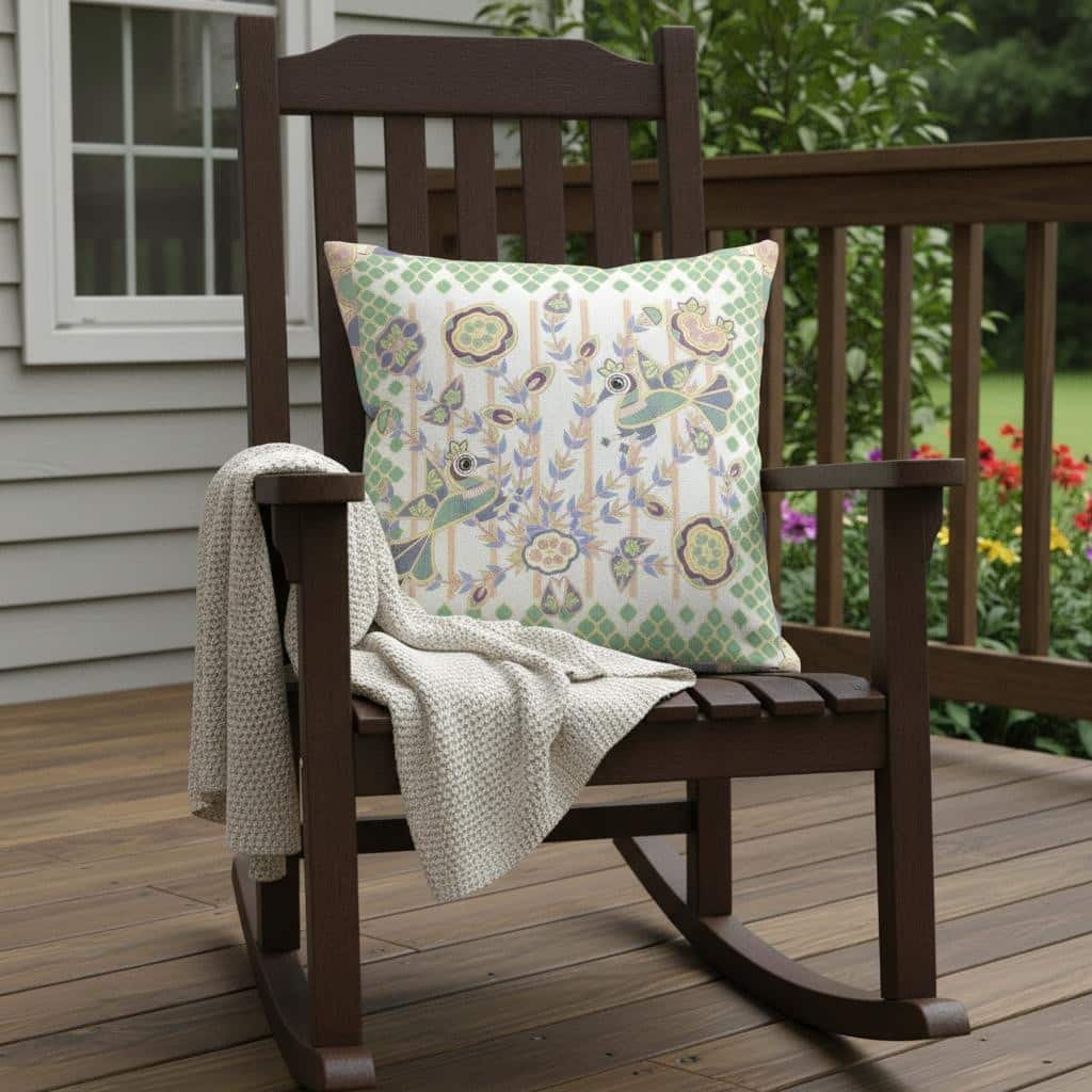 HomeRoots 16" x 16" Yellow and White Peacock Blown Seam Floral Indoor Outdoor Throw Pillow - 16.00' X '5.00' X '16.00