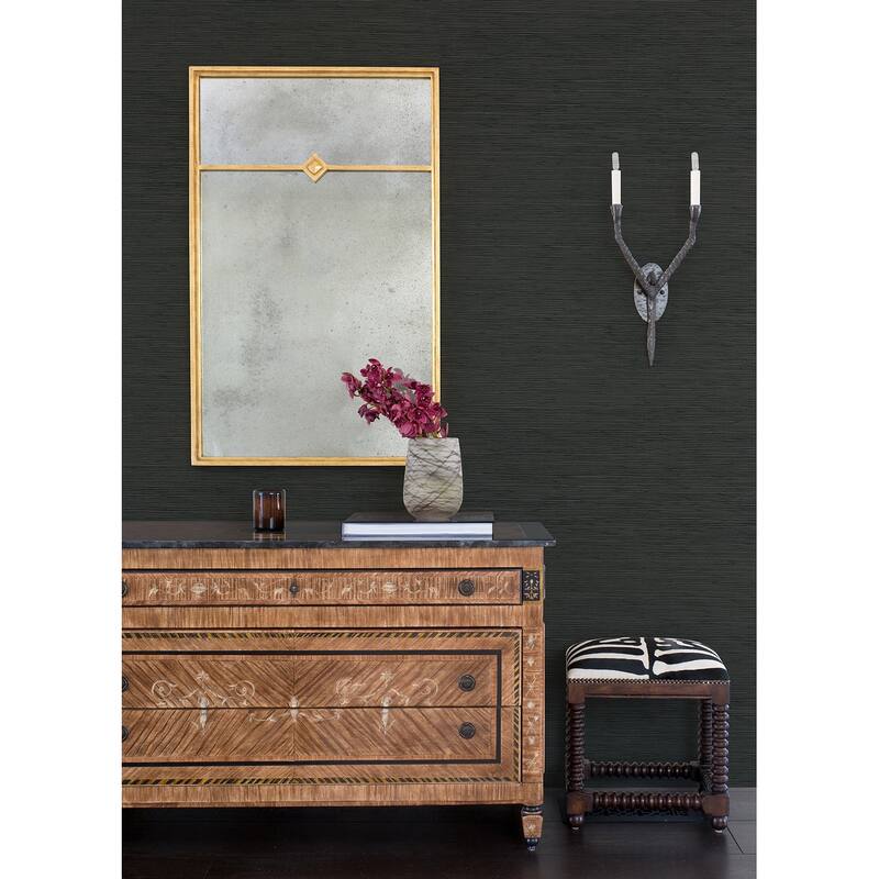 A-Street Prints Kira Charcoal Hemp Grasscloth Wallpaper