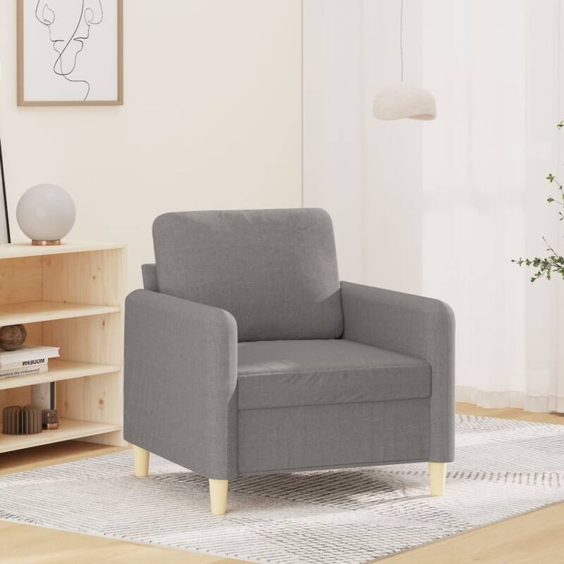 vidaXL Sofa Chair Living Room Accent Upholstered Chair with Armrest Fabric - 30.7" x 30.3" x 31.5" - Light gray