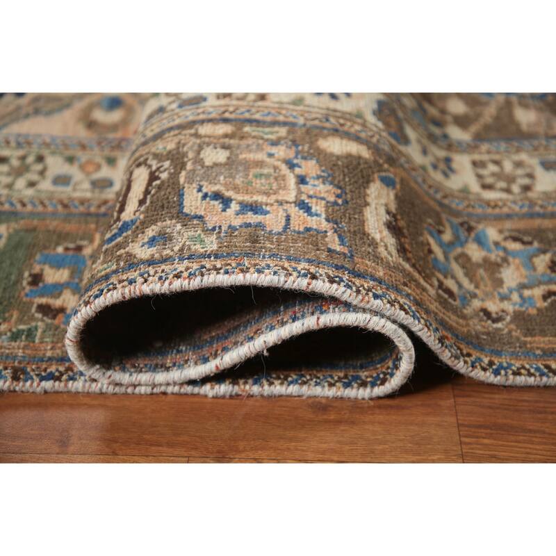 Hand Knotted Oriental 100% Wool Carpet Traditional Floral Coral Mashad Area Rug - 11' 4'' X 10' 3''