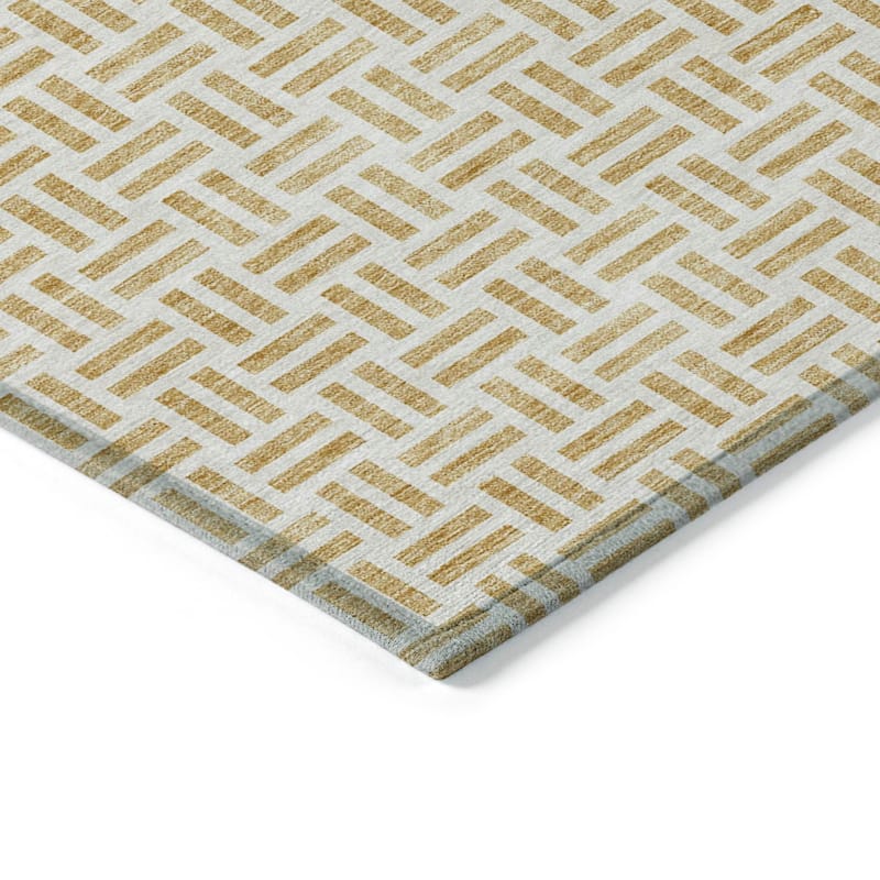 Machine Washable Indoor/ Outdoor Contemporary Basketweave Chantille Rug