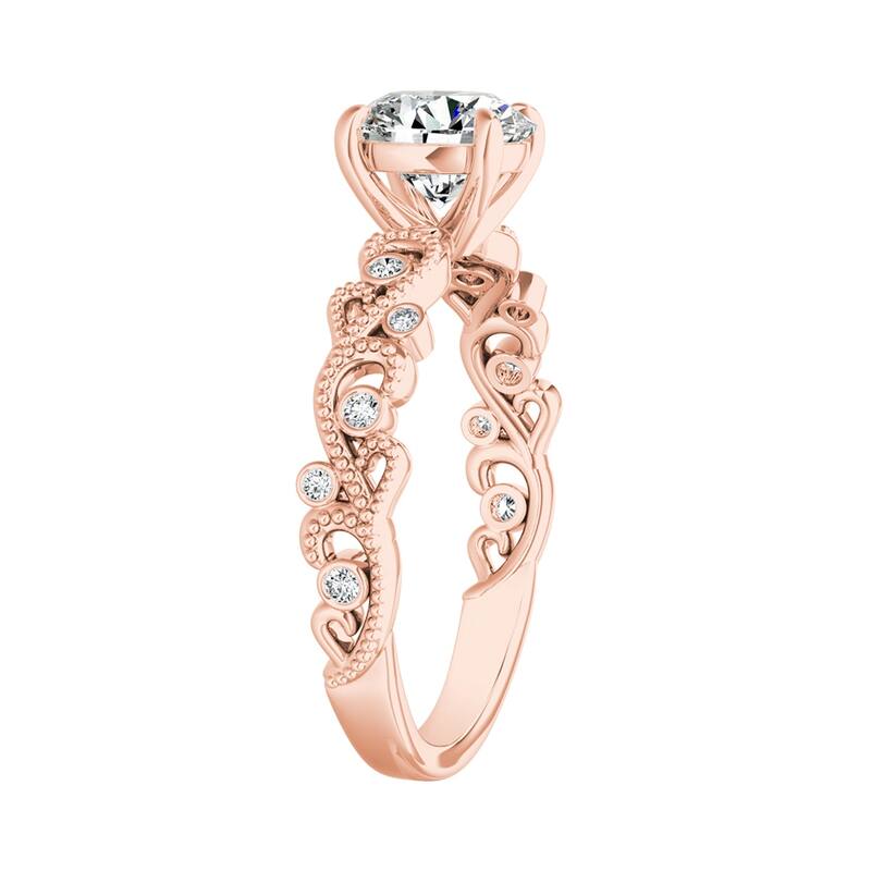 Auriya 14k Gold 2 1/2ct TW Vintage Moissanite and Diamond Engagement Ring 1/10cttw