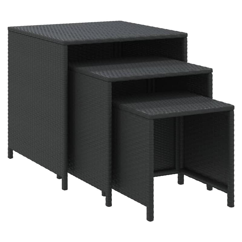 vidaXL Nesting Tables 3 pcs Brown Poly Rattan - 23.6" x 21.3" x 23.6"