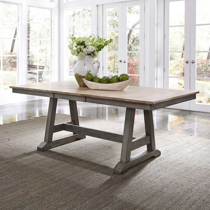 Lindsey Farm Gray and Sandstone 6 Piece Trestle Table Set