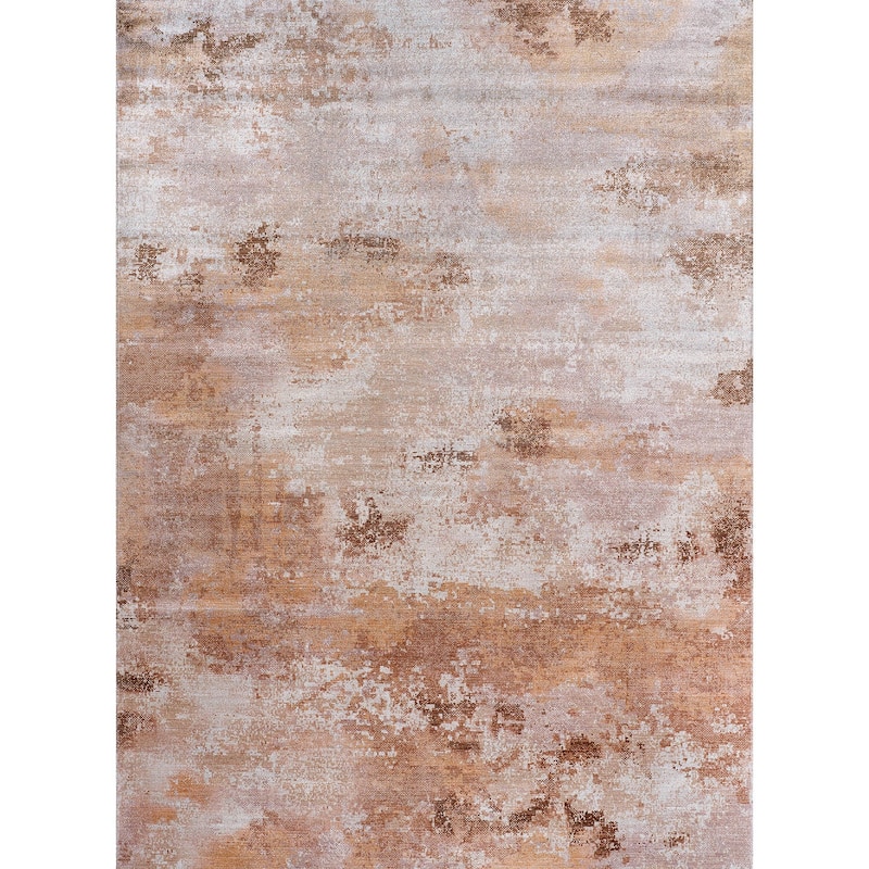 Beverly Rug Queen Abstract Non-Slip Rubber Back Washable Indoor Area Rug - 5 X 7 - Beige
