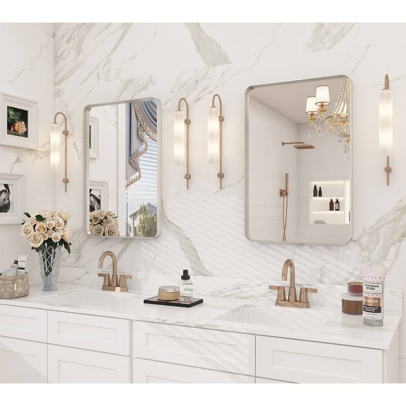 Modern Metal Frame Wall Mounted Bathroom Vanity Mirror