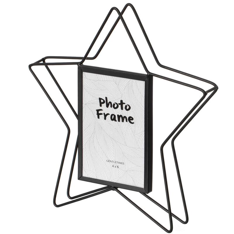 Modern Star Shape Black Metal Decor Photo Frame for Tabletop Display - Large