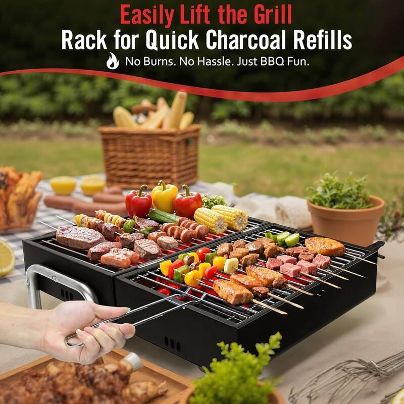 Portable Charcoal Grill, Table Top Small BBQ Grill