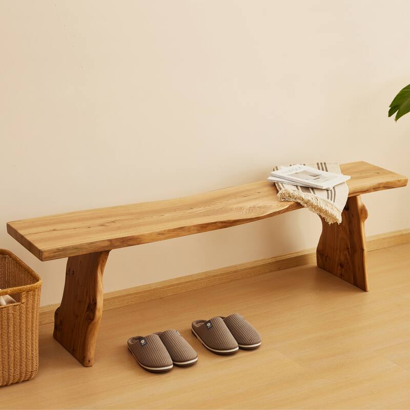 2-Piece Crossbuck Live Edge Dining Table Set with Bench
