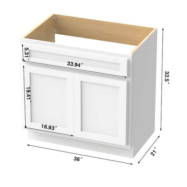 Vanity Art 36 in. W x 21 in. D x 32.5 in. H 2-Right-Drawers Bath Vanity Cabinet without Top in Sea Green