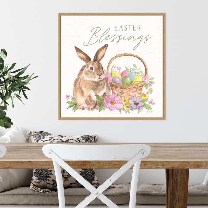 Happy Easter VI Bright by Silvia Vassileva Framed Canvas Art - 22 x 22-inch