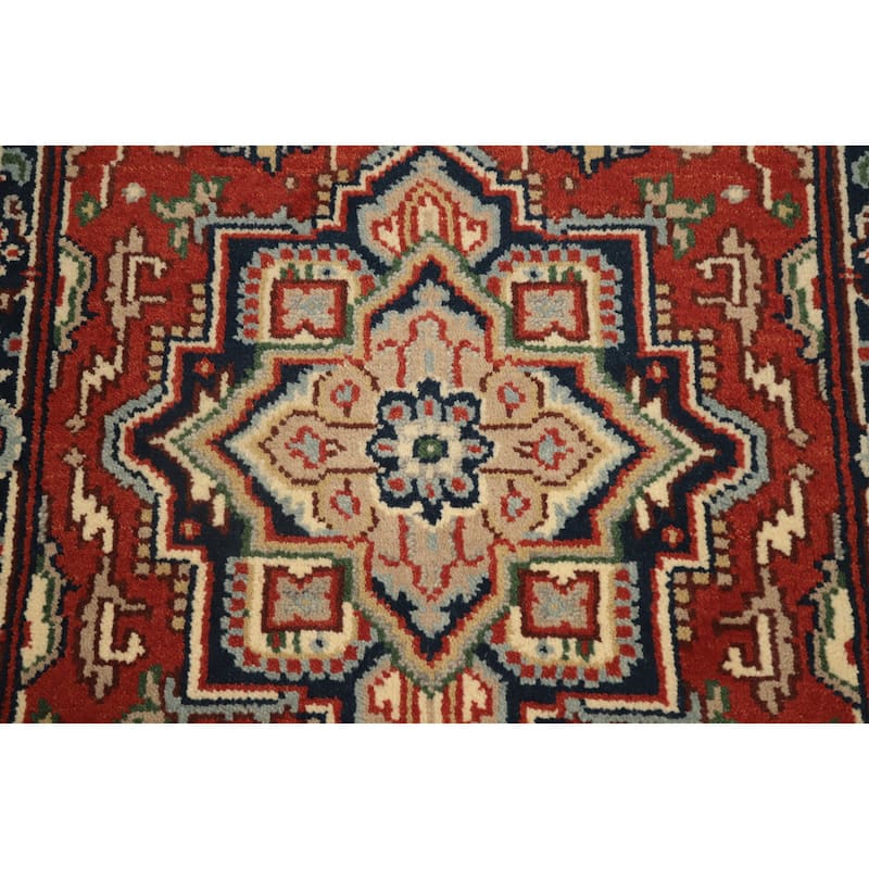 Hand Knotted Oriental 100% Wool Carpet Traditional Medallion Oranges & Rust Heriz (serapi) Area Rug - 5' 1'' X 3' 0''