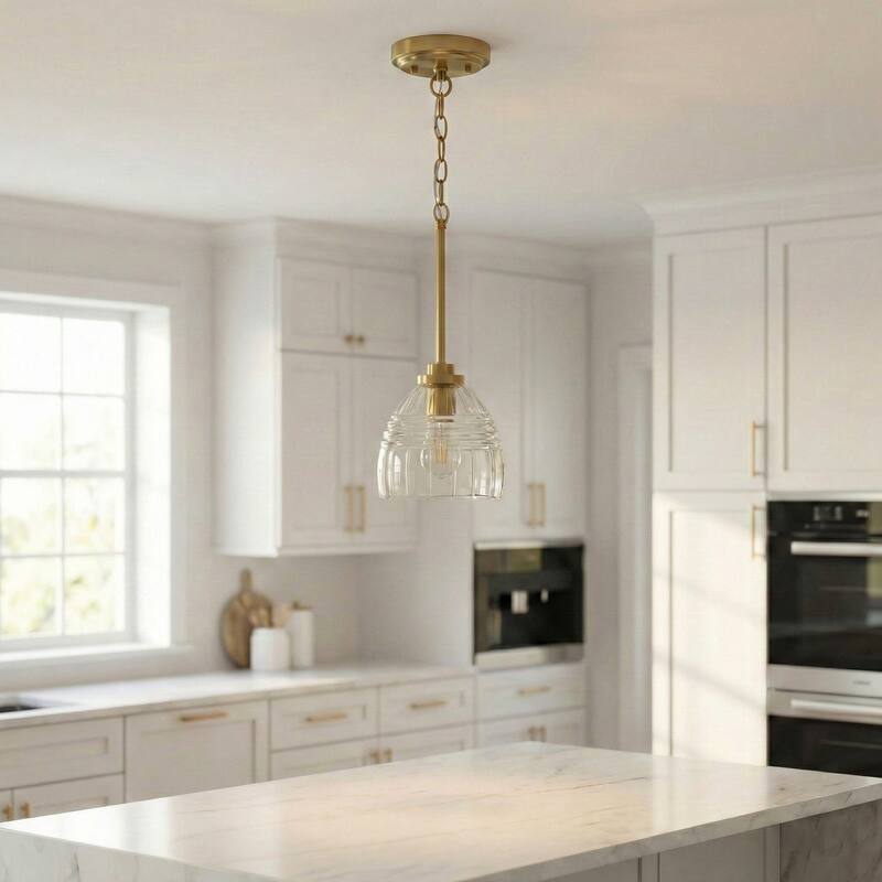 Scartex 3-Light Chain Pendant with Clear Glass Shade - Gold