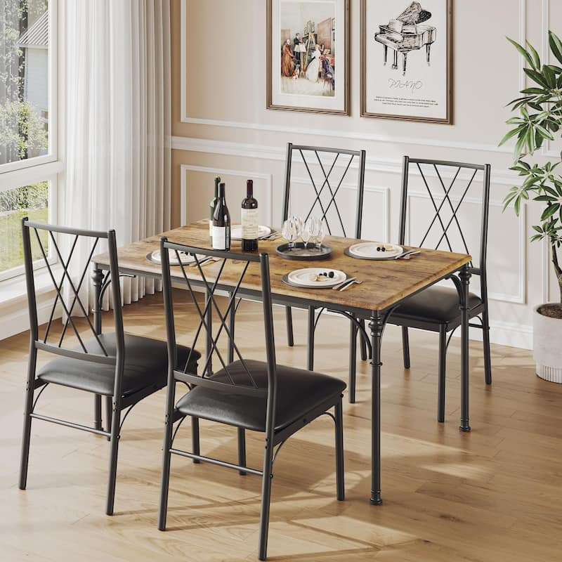 5-Piece Dining Table Set for 4, Modern Kitchen Table and Chairs, Compact Size for Apartment or Small Dining Room