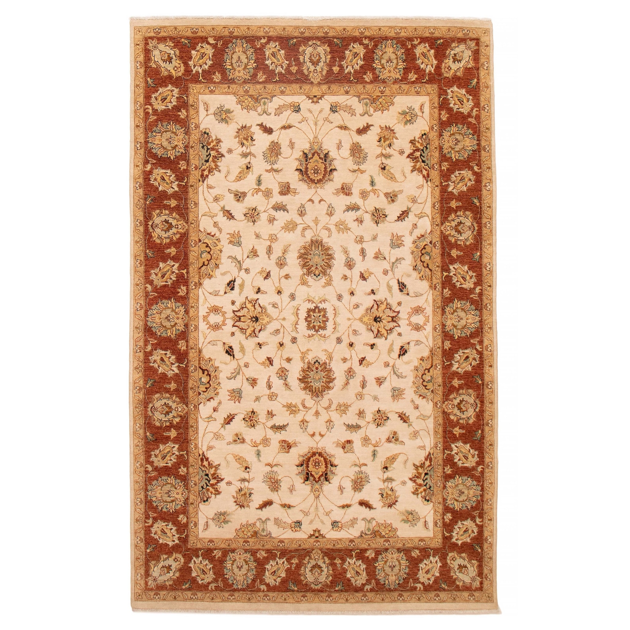 ECARPETGALLERY Hand-knotted Jamshidpour Ivory Wool Rug - 6' 3" x 10' 2"