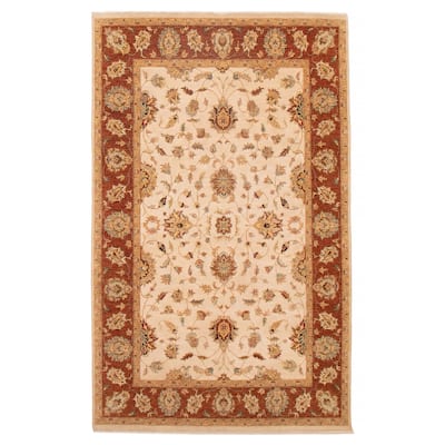 ECARPETGALLERY Hand-knotted Jamshidpour Ivory Wool Rug - 6' 3" x 10' 2"
