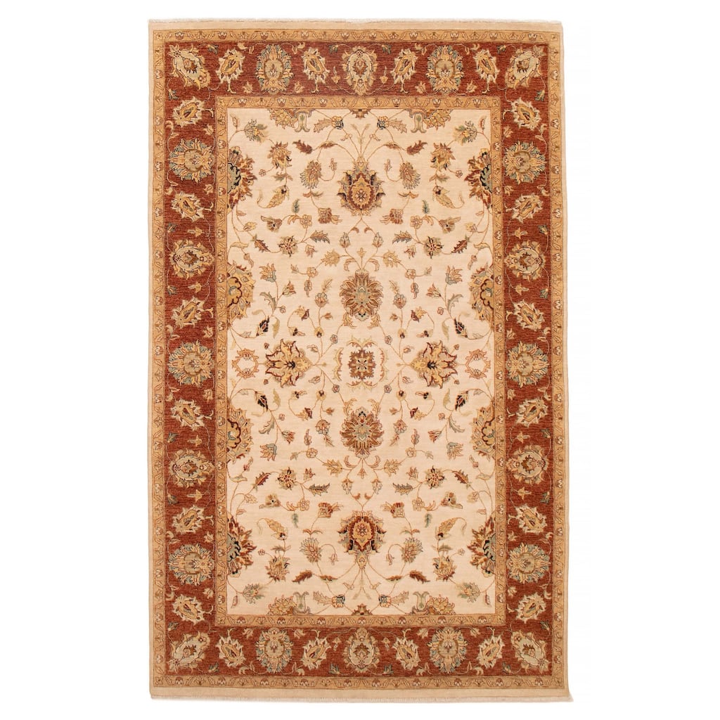 ECARPETGALLERY Hand-knotted Jamshidpour Ivory Wool Rug - 6' 3" x 10' 2"