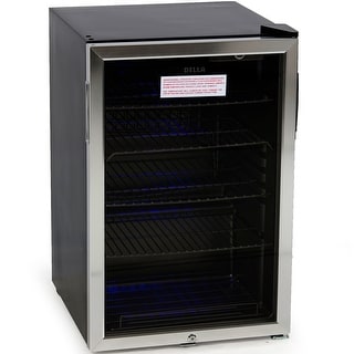 Della Beverage Center Mini Refrigerator Cooler w/ Lock- Black