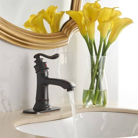 Single Handle Bathroom Faucet With Drain Assembly Single Hole Bathroom Sink Faucets Lavatory Basin Vanity Modern Elegant Taps