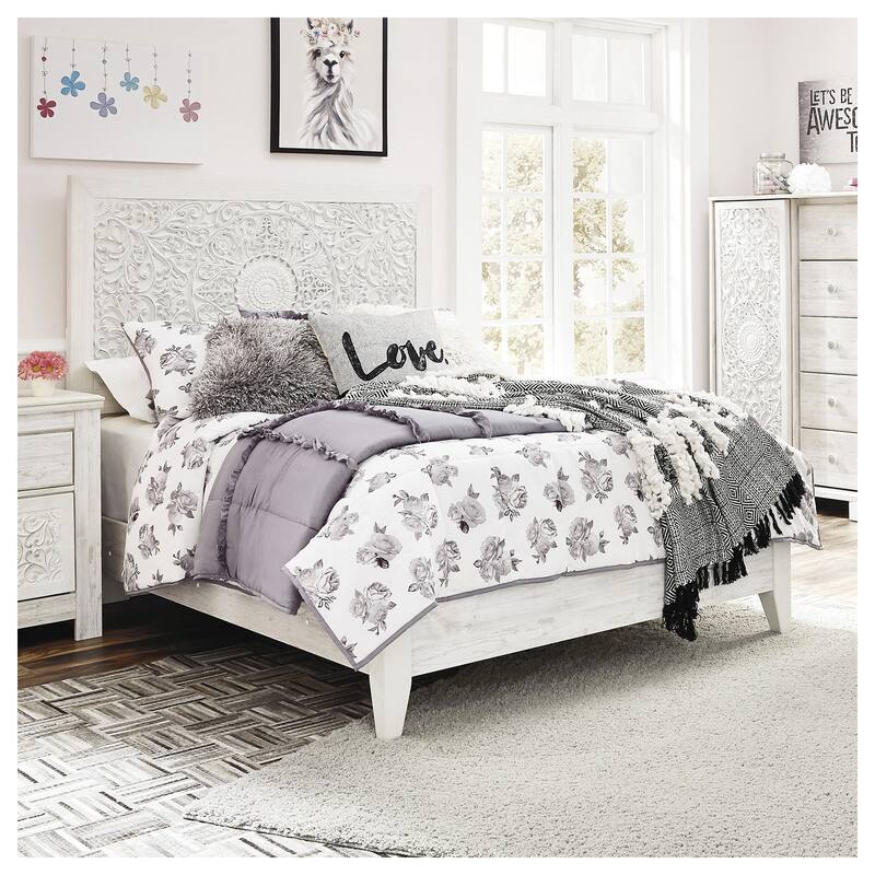 Paxberry Whitewash Panel Bed