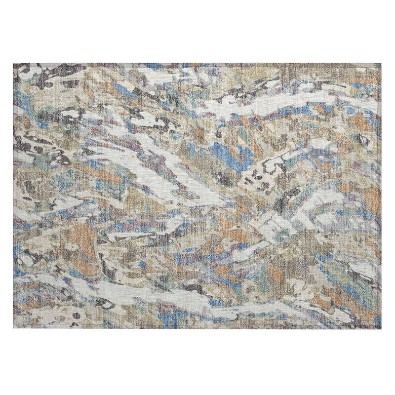 Machine Washable Indoor/ Outdoor Brushstrokes Chantille Rug