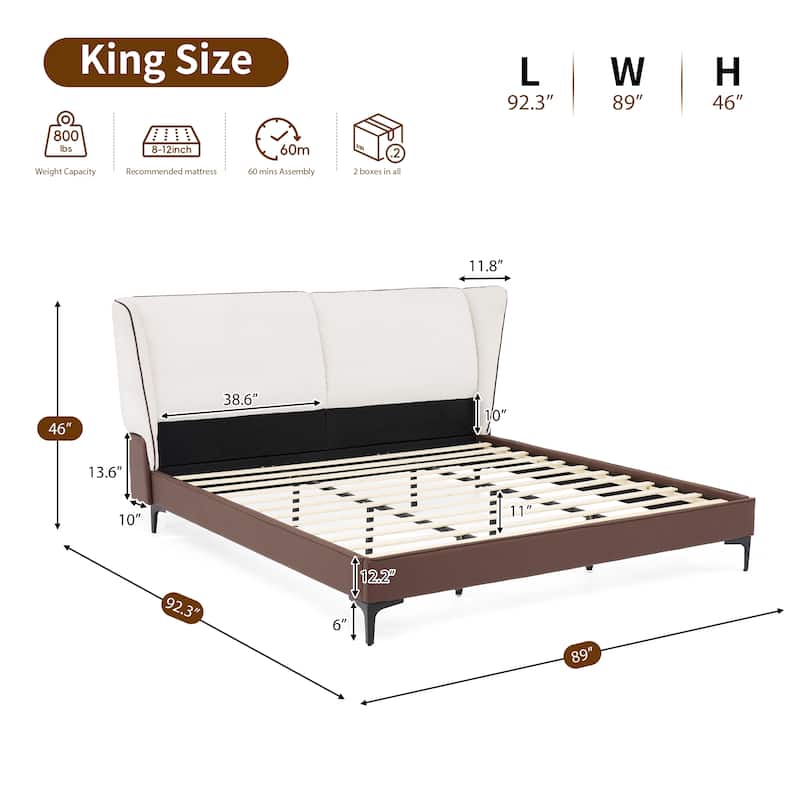 Christopher Knight Home - Nimbus Modern Upholstered Platform Bed with Wingback Headboard