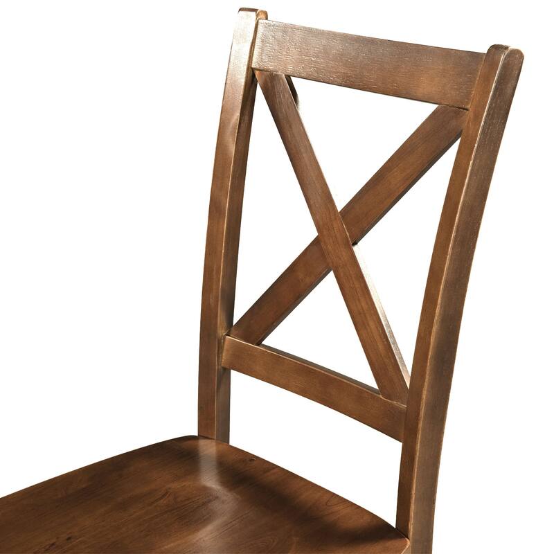 3-Piece Wood Drop Leaf Breakfast Nook Dining Table Set with Two X-back Chairs for Small Space Solutions