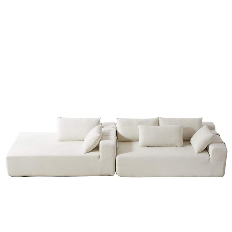 L Shaped Modular Sectional Sofa with Chaise Lounge, Oversized Chenille Upholstered Sofa, Deep Seat Sofa with 6 Pillows