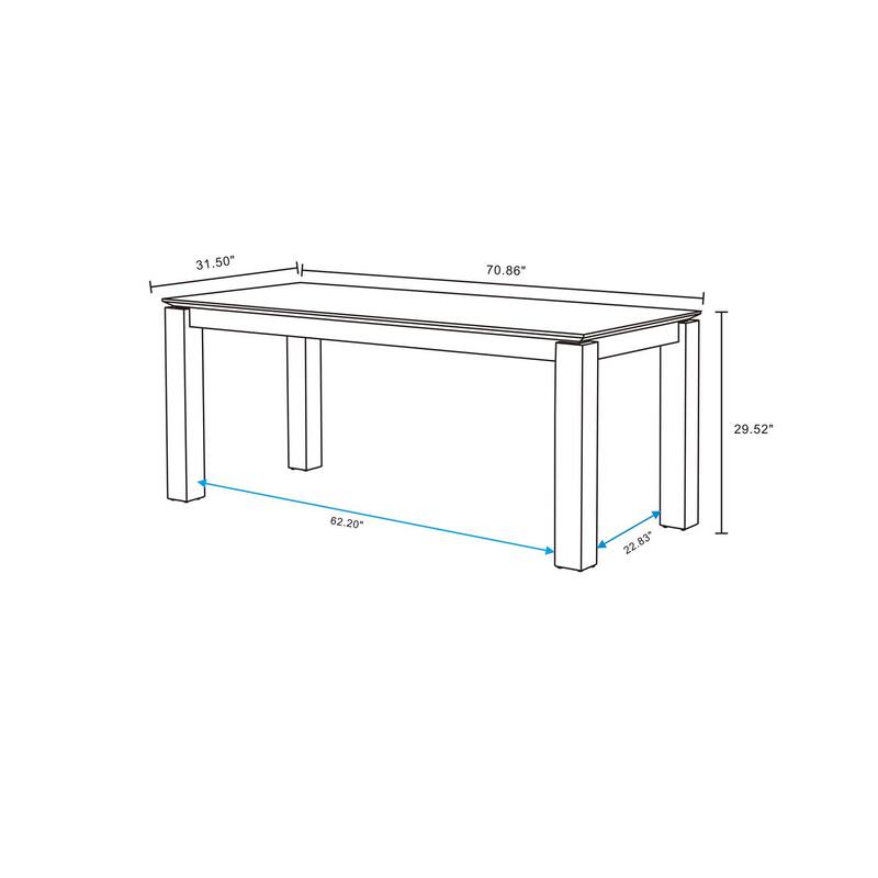 Manhattan Comfort Rockaway Modern 70.86 Solid Wood Dining Set