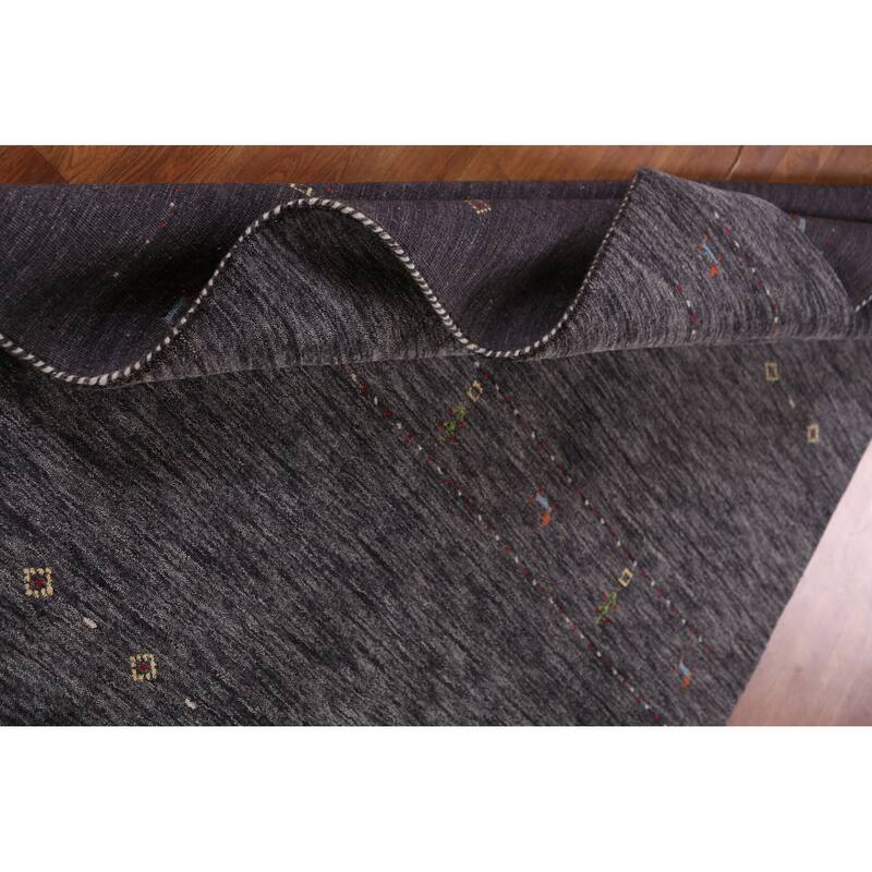 Hand Knotted Oriental 100% Wool Carpet Tribal Animal Pictorial Greys & Charcoal Gabbeh Area Rug - 7' 10'' X 5' 0''