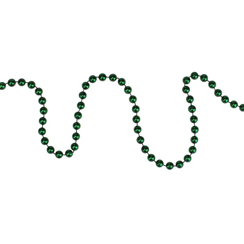 Shiny Metallic Beaded Christmas Garland - 15' x .25" - Emerald Green - Unlit