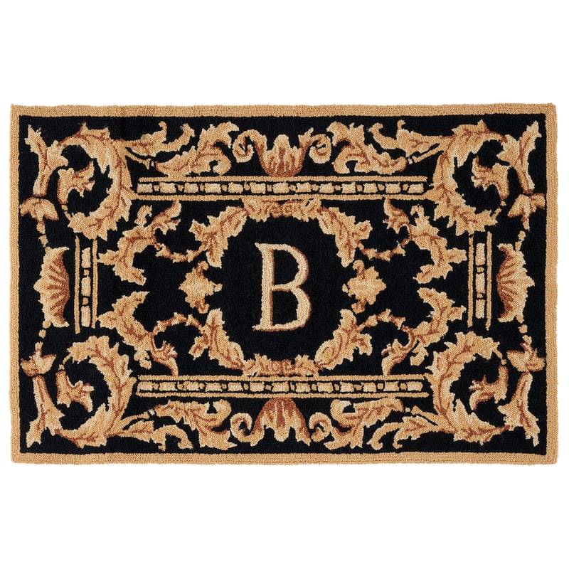 SAFAVIEH Handmade Monogram Berendine Casual Rug - 2'6" x 4' - B - Black - Rectangle