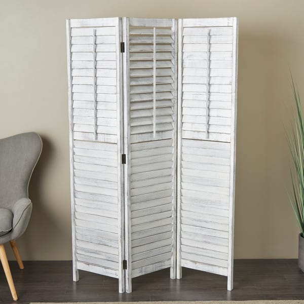 3 Panel Washed Grey Shutter Screen Room Divider