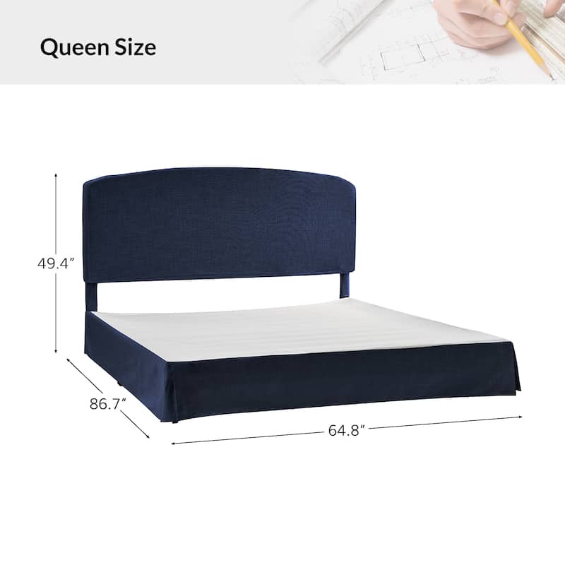 Knut Traditional 2 Piece Bedroom Upholstered Platform Bed with Washable Slipcover Set-QB by HULALA HOME