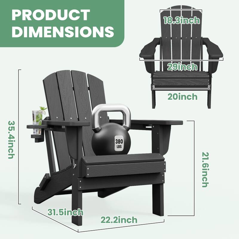Foldable HDPE Adirondack Chair with Dual Cup Holders