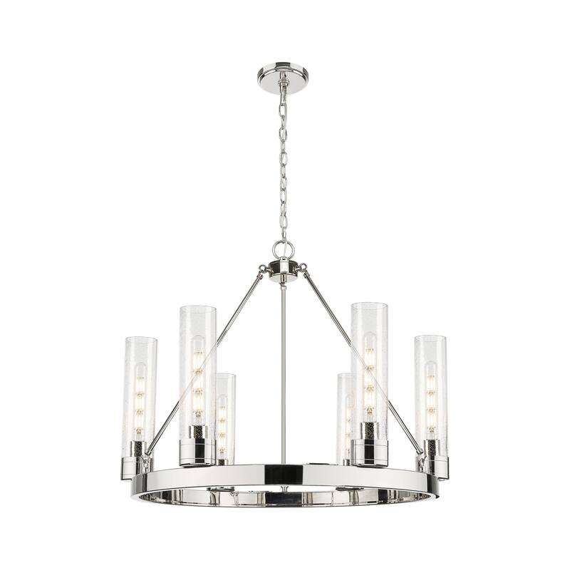 Innovations Lighting Downtown Urban - Boreas - 6 Light 29" Chandelier with 11" Shades - Polished Nickel/Seedy