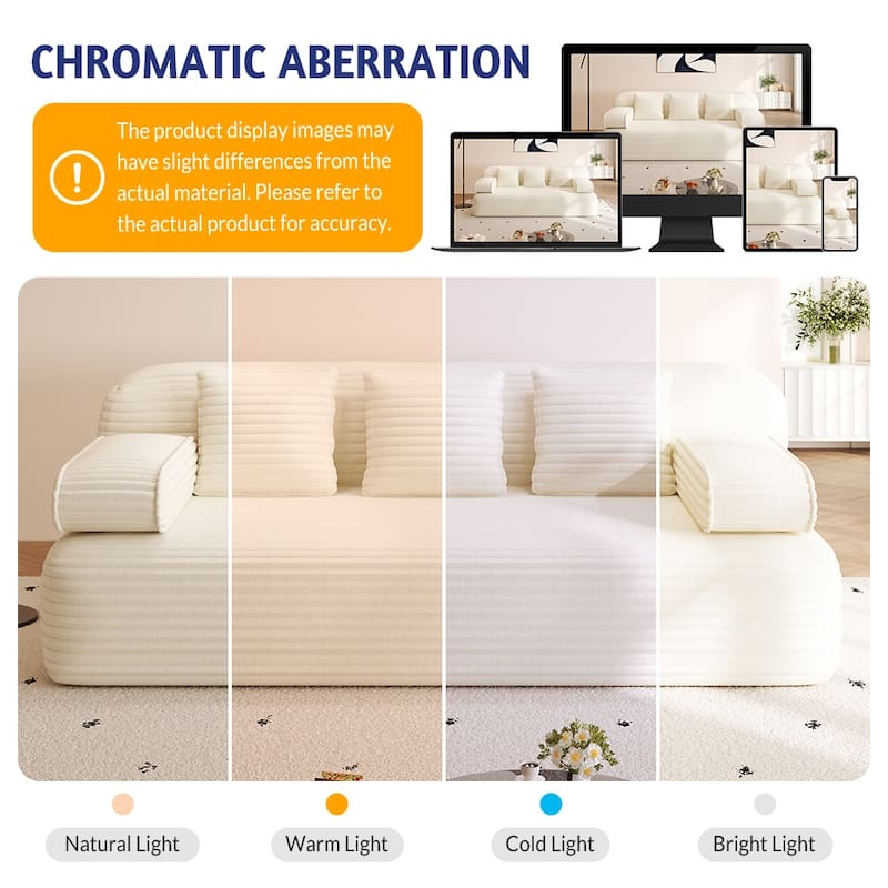 78.7-Inch Convertible Sofa Bed, 2-in-1 Frameless 3-Seater Couch with Plush Corduroy Fabric for Small Spaces