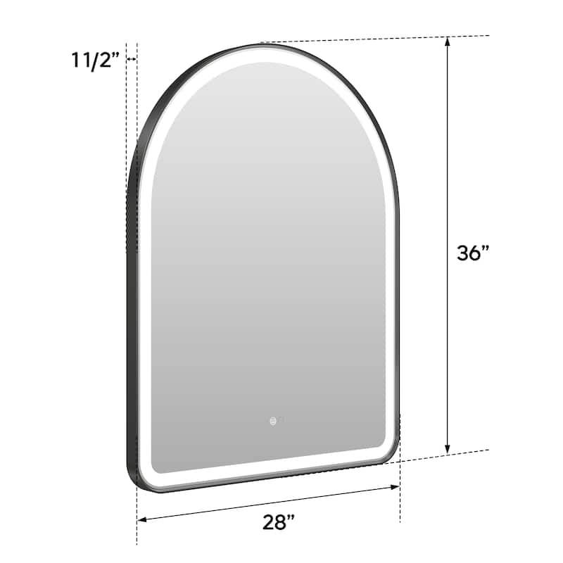 24/28''W X 36''H Wall Mounted Bathroom Framed LED Mirror With Memory Function,Anti-fog,Dimmable