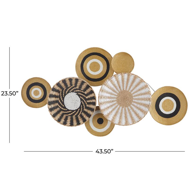 Gold Dried Plant Handmade Woven Plate Home Wall Decor with Intricate Patterns