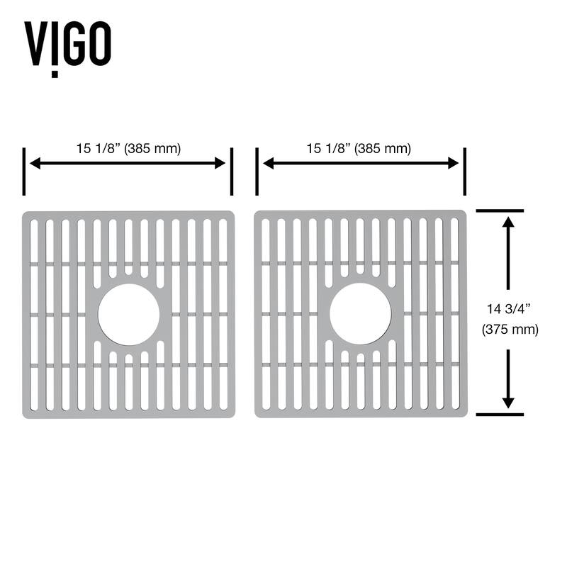 VIGO 15" L X 15" W Silicone Protective Bottom Grid for Kitchen Sink in Gray