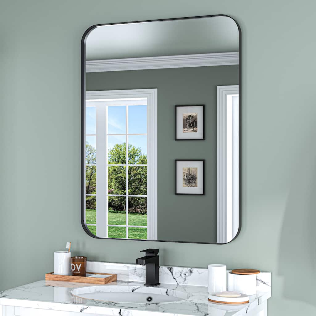 TOOLKISS Aluminum Alloy Round & Right Angle Frame Vanity Mirror