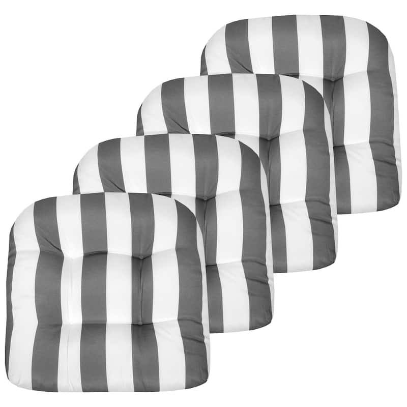 Sweet Home Collection Havana Stripe Patio Cushions Outdoor Chair Pads Thick Fiber Fill Tufted 19" x 19"