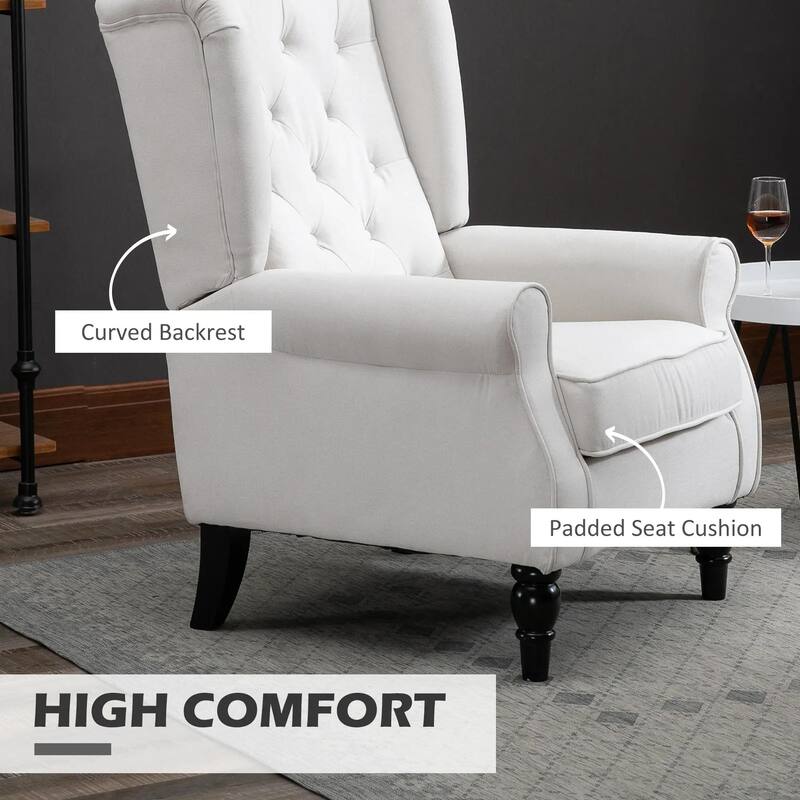 Wingback Accent Chair for Living Room with Round Armrests, Wood Legs