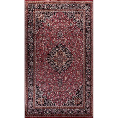 Traditional Mashad Persian Large Vintage Rug Handmade Wool Carpet - 10'0"x 16'6"