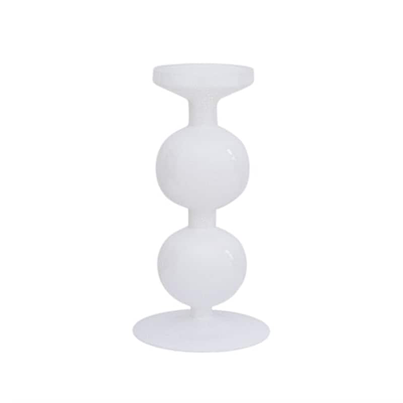 Candle Holder Recycled Glass Bulb - White Co